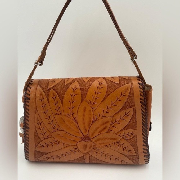 Vintage Four Jay's Hand Tooled Leather Purse Floral Western Bag Albuquerque NM - Picture 4 of 16